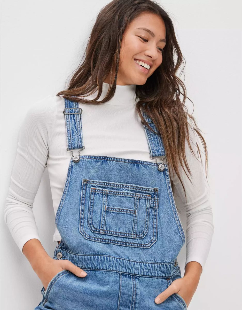 Shorts American Eagle AE Dreamy Drape Denim Baggy Overall Lavage Clair Femme | BTR-38465596